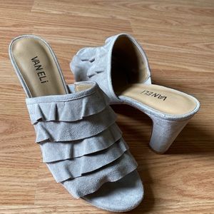 Vaneli Kaycee suede ruffle mule